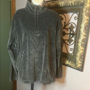 Nautica Velour Grey Quarter -Zip Pullover Sz M Mens